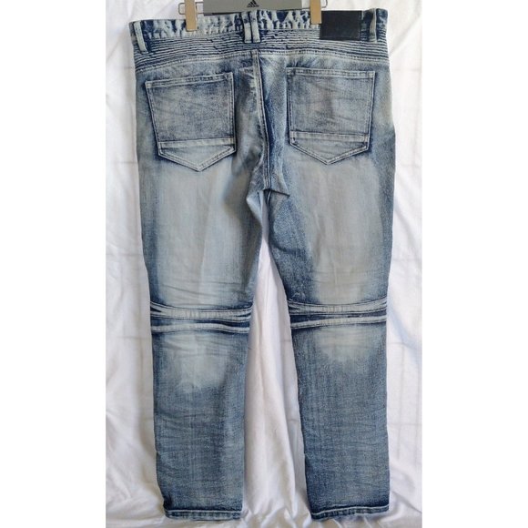 Smoke Rise Jeans Y2K 1991 Vintage Mens 40x32 Acid Wash Moto Hip Hop Jeans EUC - Picture 2 of 8